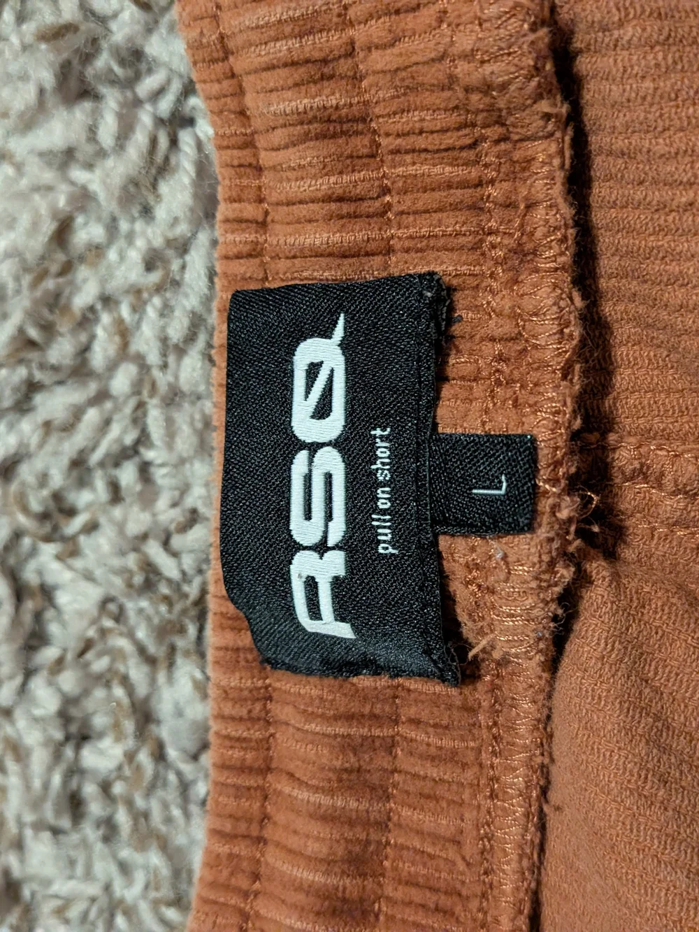 RSQ Men's Rust Orange Corduroy Flat Front Drawstring Shorts